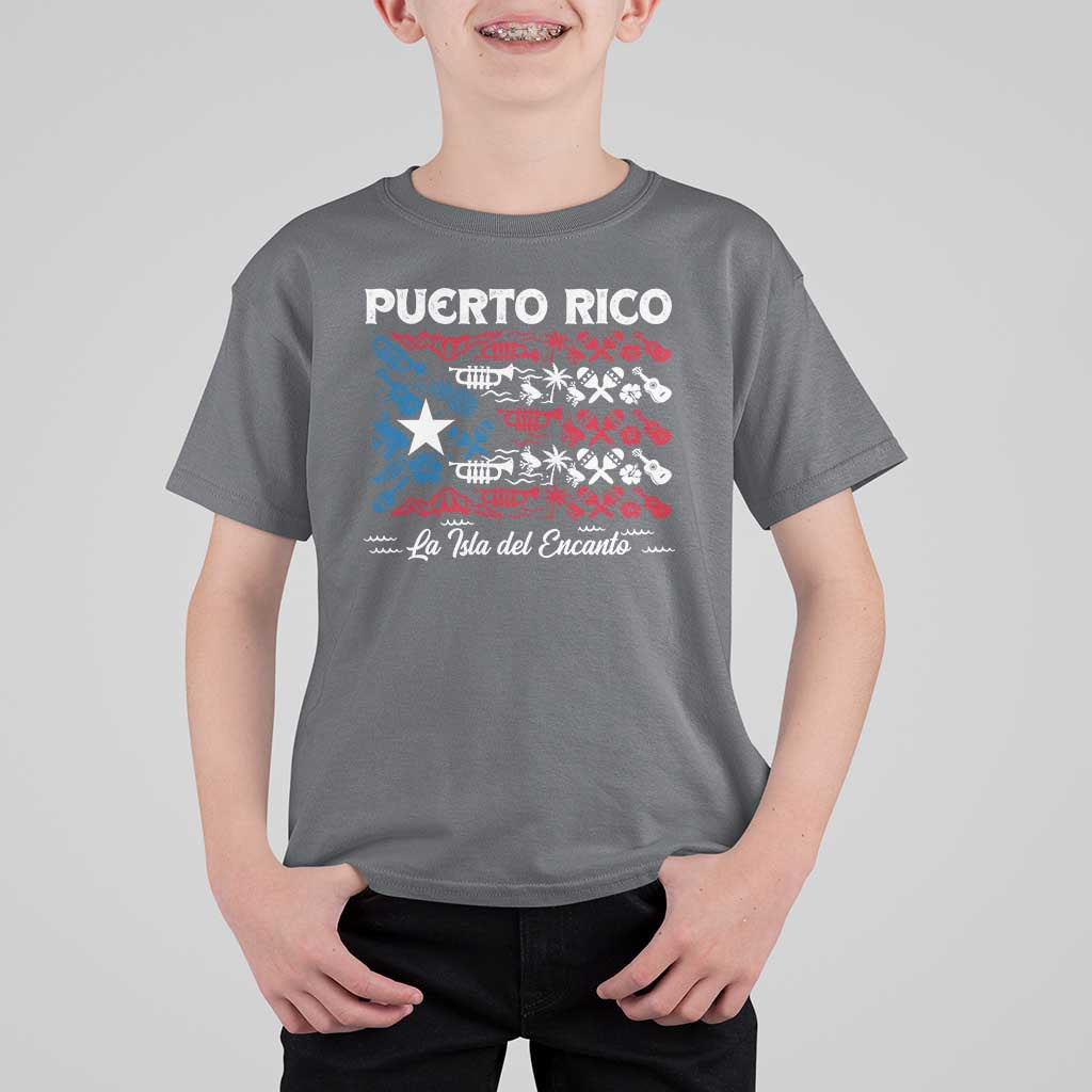 Puerto Rico La Isla Del Encanto T Shirt For Kid Puerto Rican Flag - Wonder Print Shop