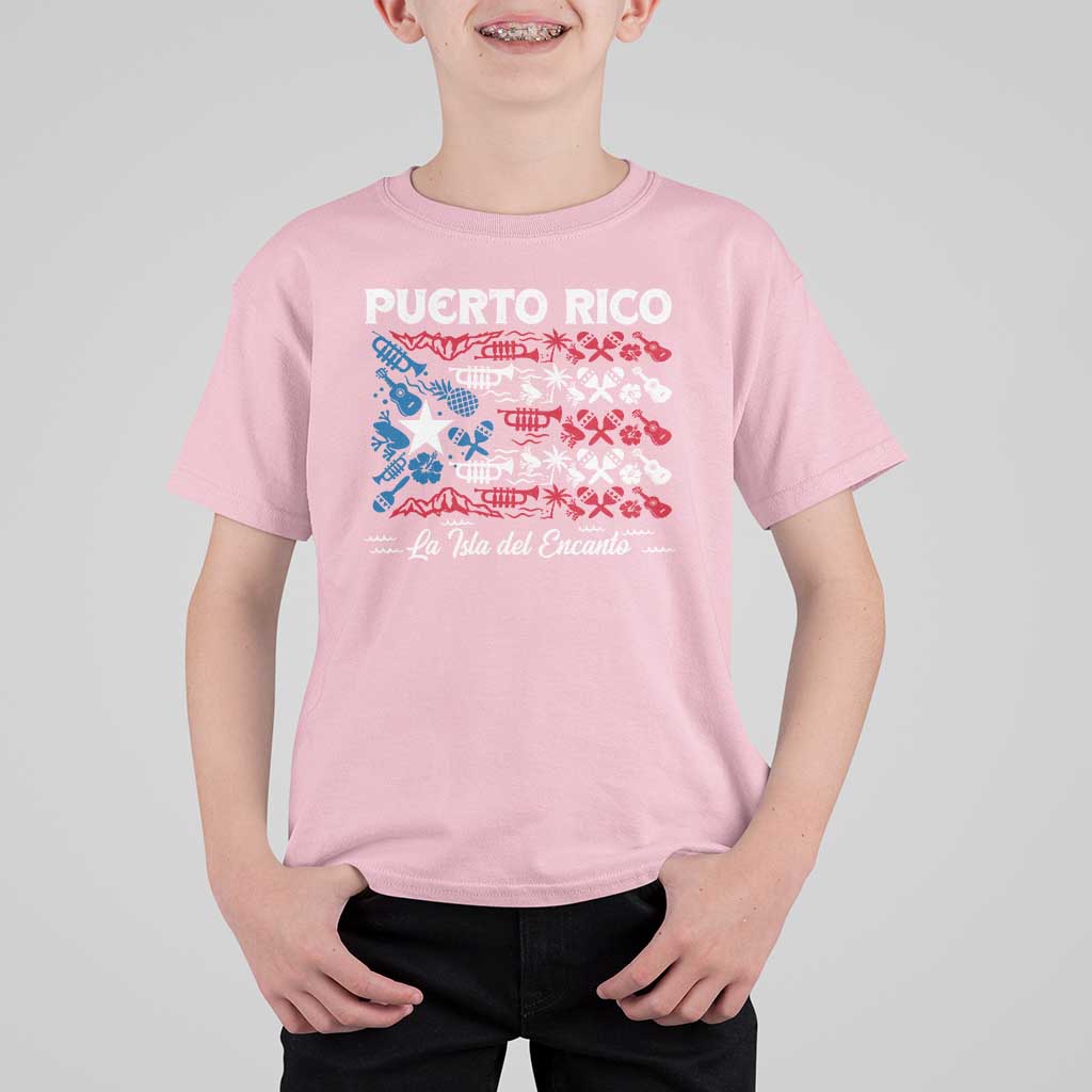 Puerto Rico La Isla Del Encanto T Shirt For Kid Puerto Rican Flag - Wonder Print Shop