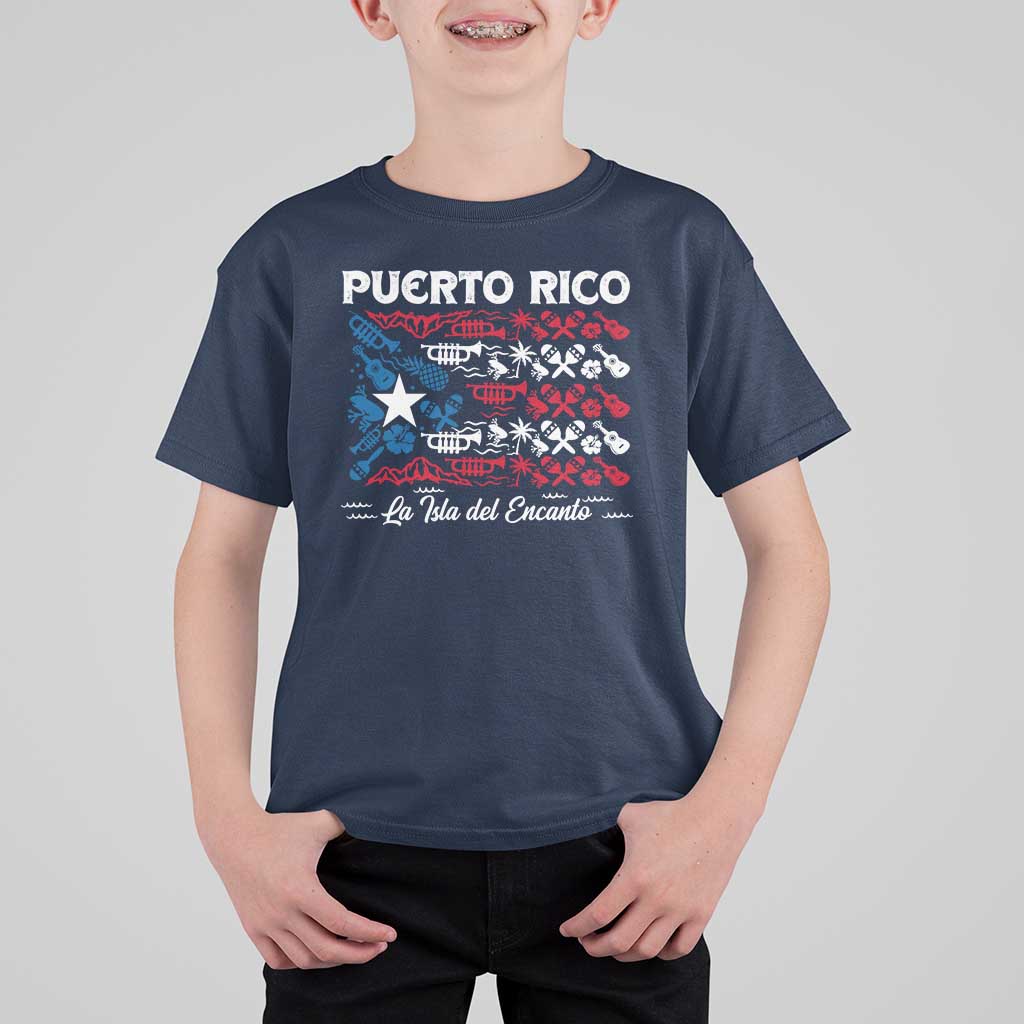 Puerto Rico La Isla Del Encanto T Shirt For Kid Puerto Rican Flag - Wonder Print Shop