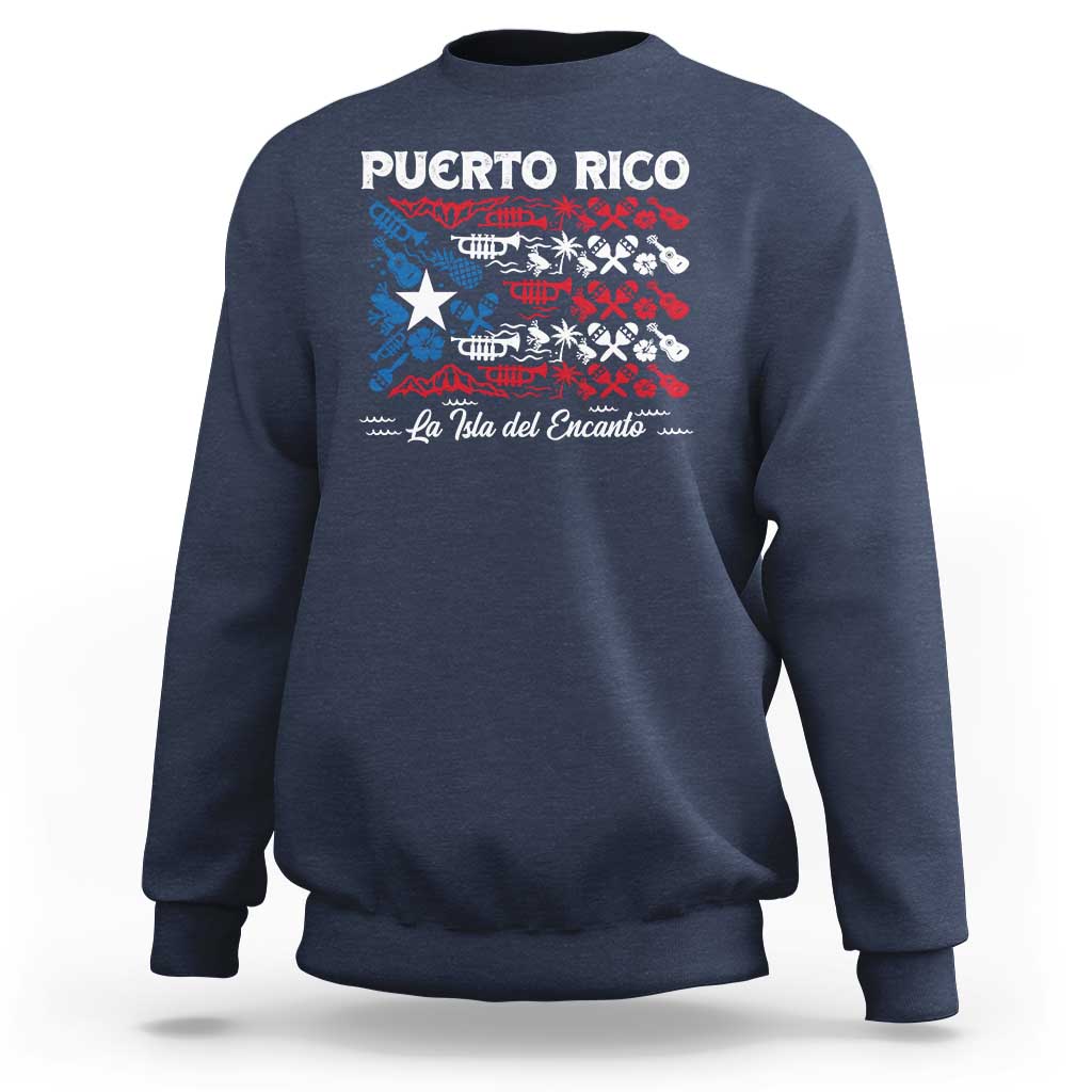 Puerto Rico La Isla Del Encanto Sweatshirt Puerto Rican Flag - Wonder Print Shop