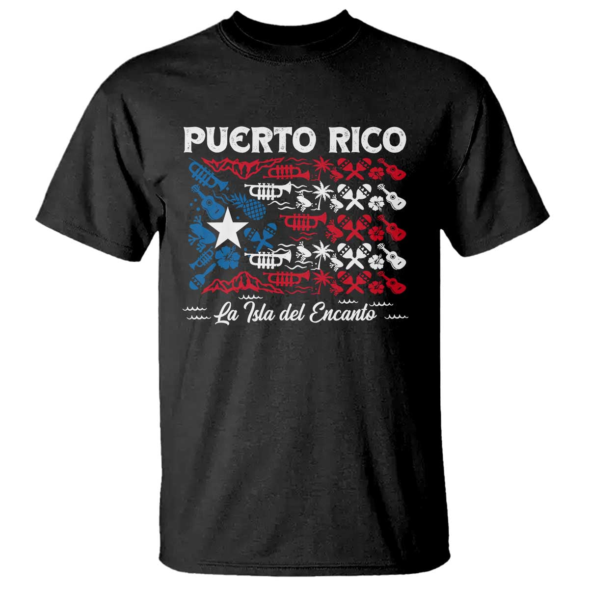 Puerto Rico La Isla Del Encanto T Shirt Puerto Rican Flag - Wonder Print Shop