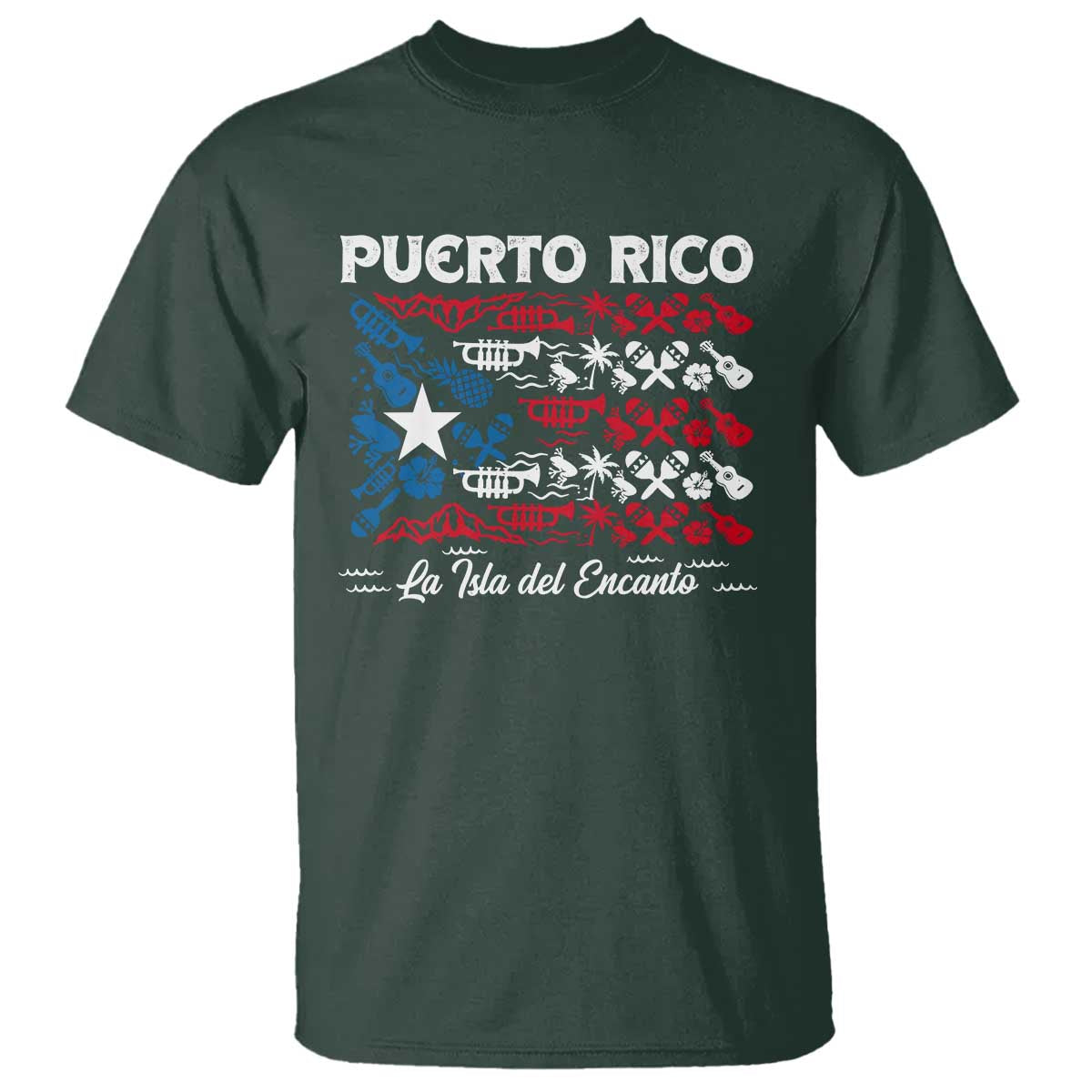 Puerto Rico La Isla Del Encanto T Shirt Puerto Rican Flag - Wonder Print Shop