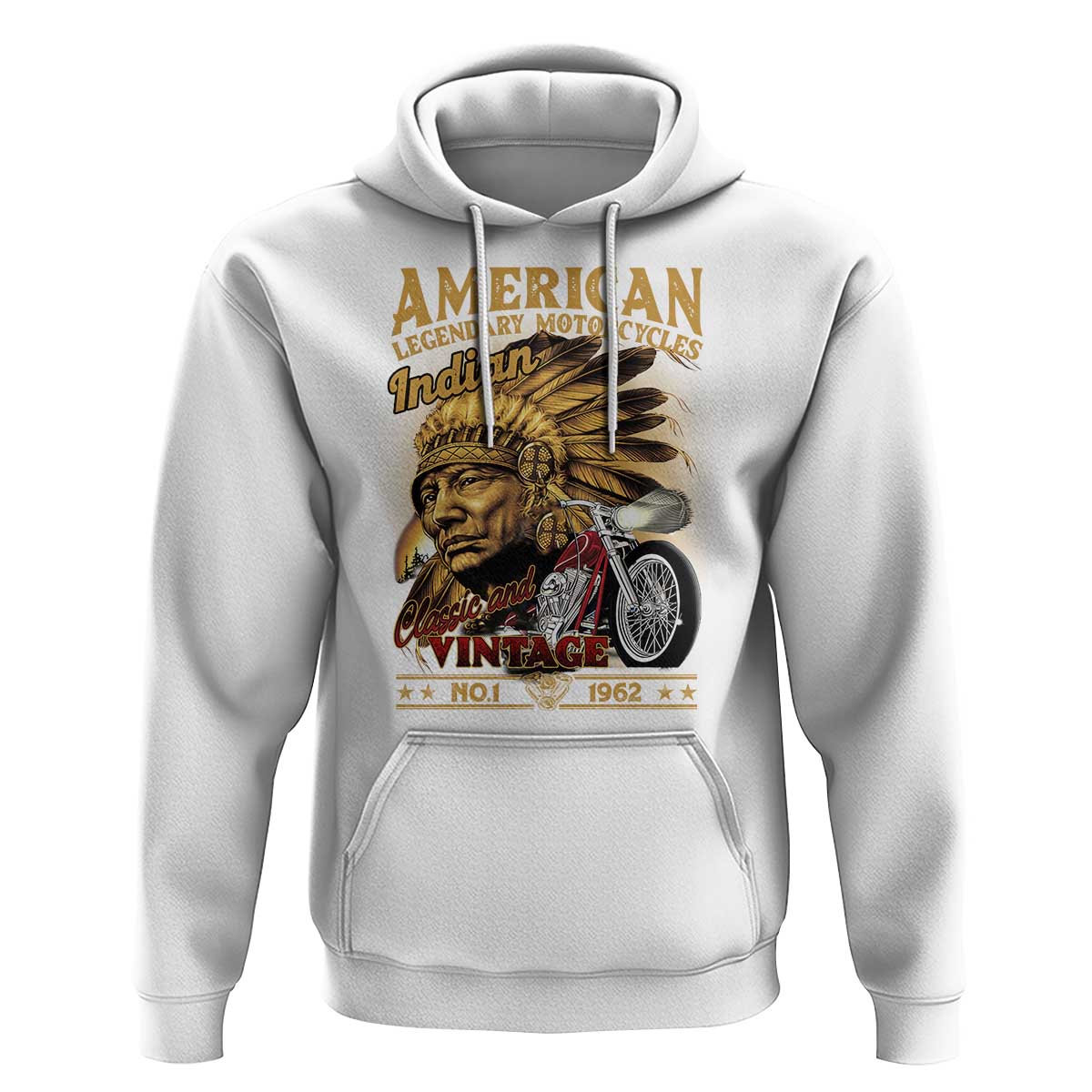 Motorcycle Rider Hoodie American Indian Legendary Retro Biker - Wonder Print Shop