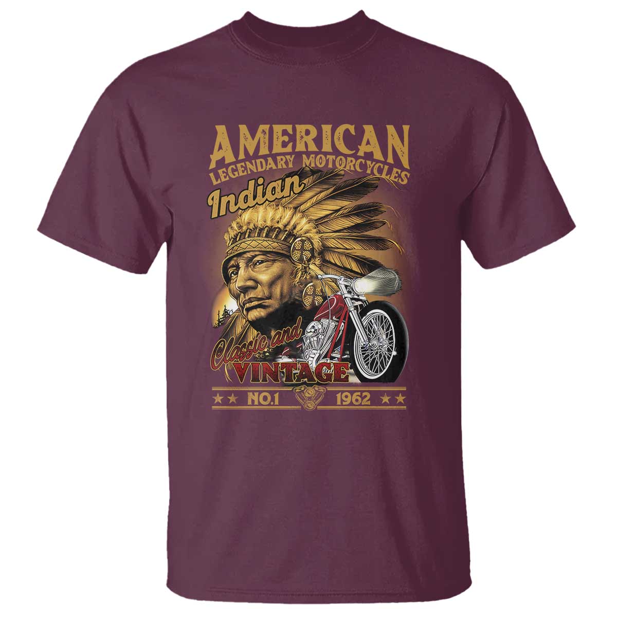 Motorcycle Rider T Shirt American Indian Legendary Retro Biker - Wonder Print Shop