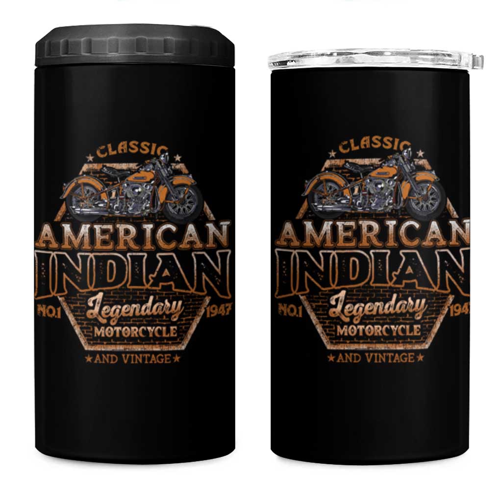 American Indian Legendary Retro Biker Motorcycle Rider 4 in 1 Can Cooler Tumbler