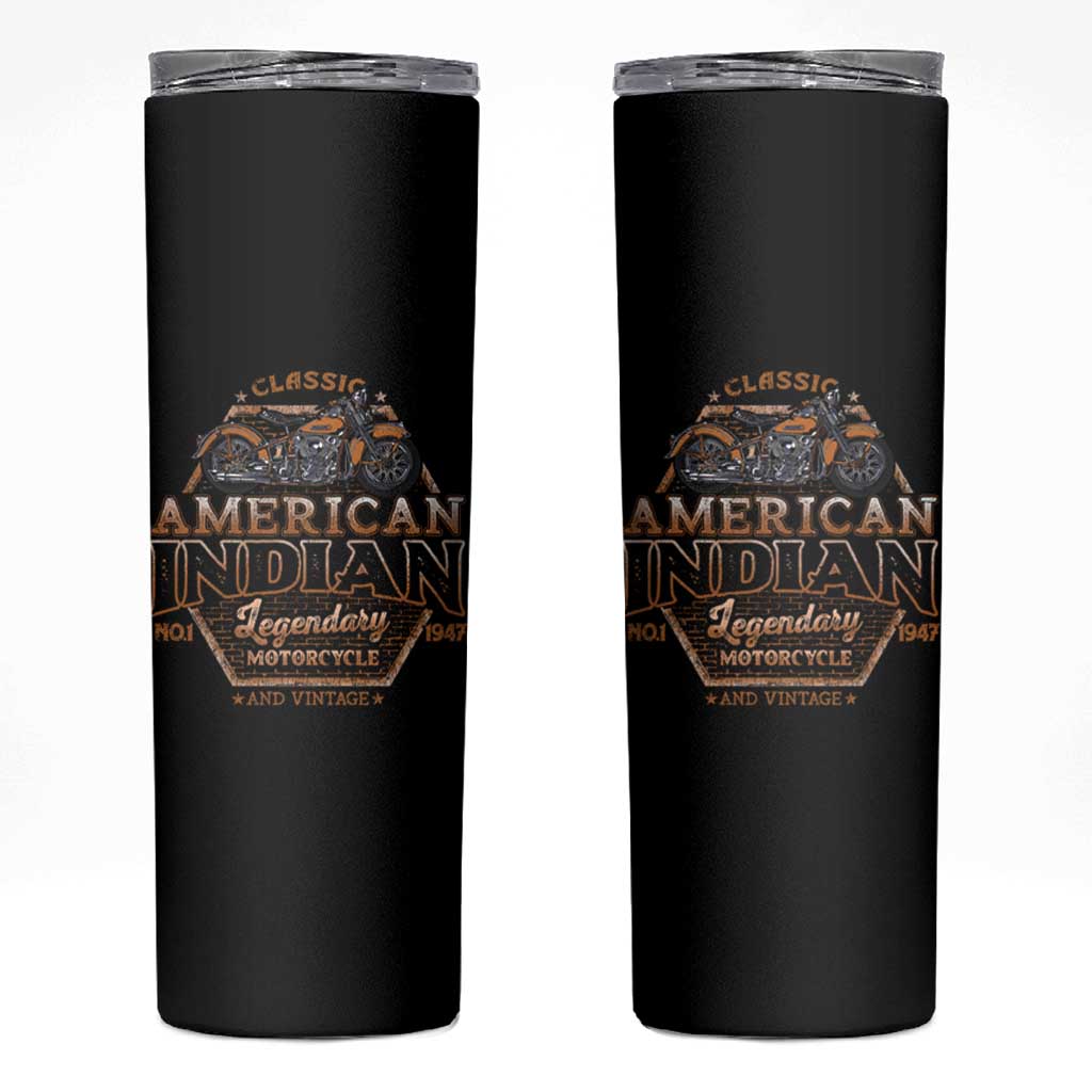American Indian Legendary Retro Biker Motorcycle Rider Skinny Tumbler