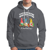 Christmas Hoodie Teacher Crew Gnomie It's Fine We're Fine Everything Is Fine - Wonder Print Shop