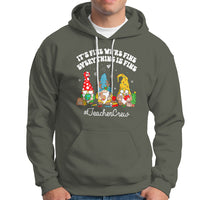 Christmas Hoodie Teacher Crew Gnomie It's Fine We're Fine Everything Is Fine - Wonder Print Shop