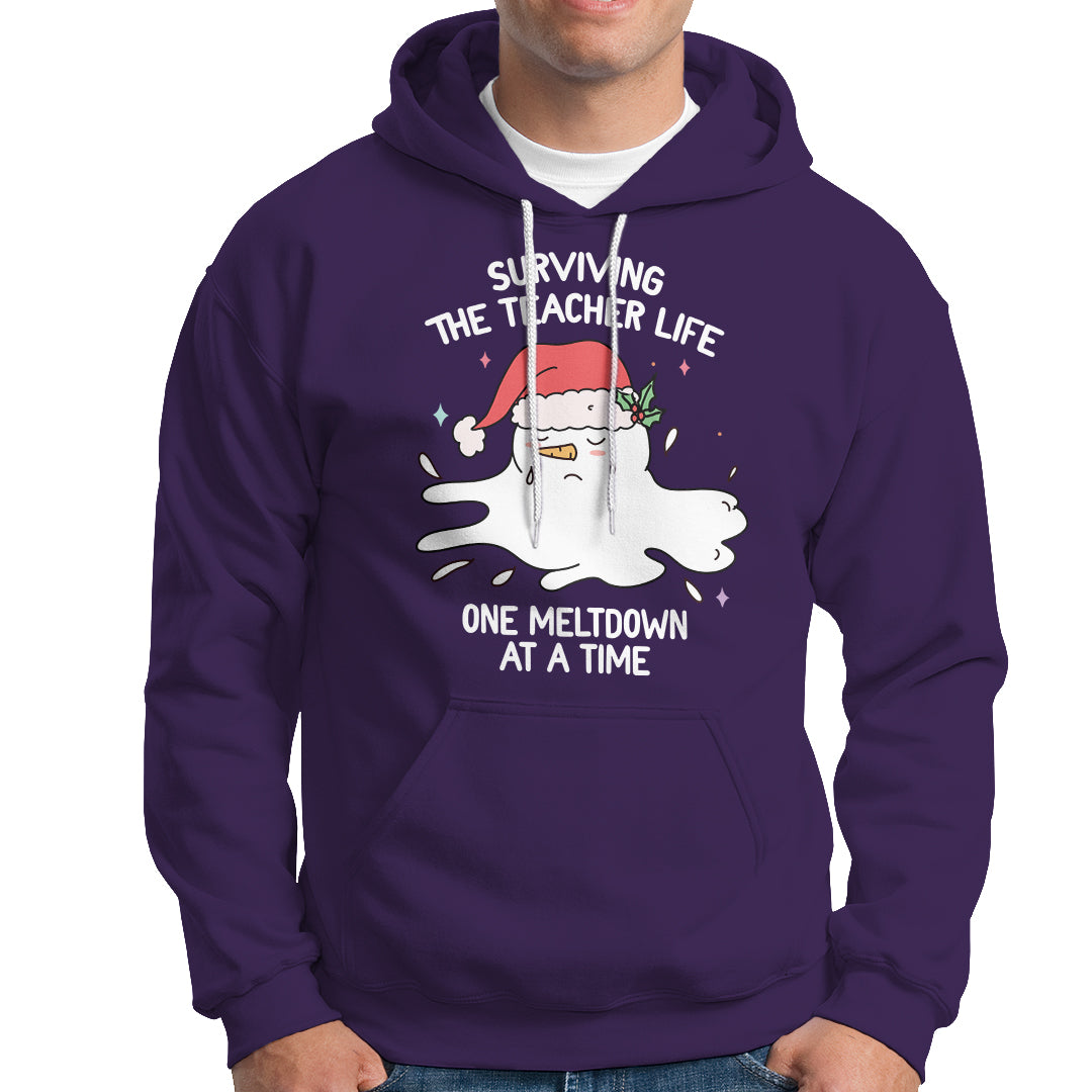 Christmas Hoodie Surviving The Teacher Life One Meltdown At A Time - Wonder Print Shop