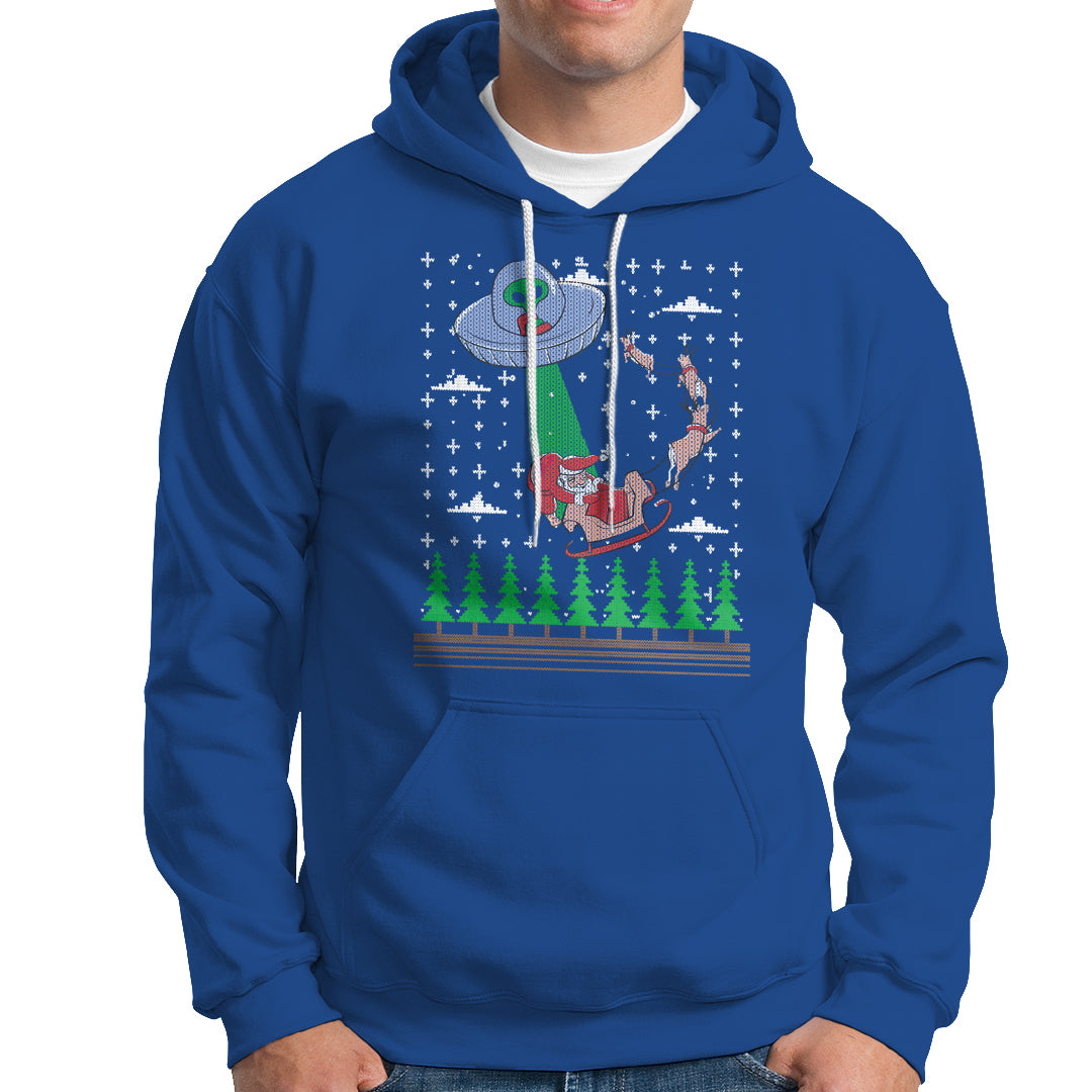 Christmas Hoodie Alien Invasion Space UFO Catch Santa - Wonder Print Shop