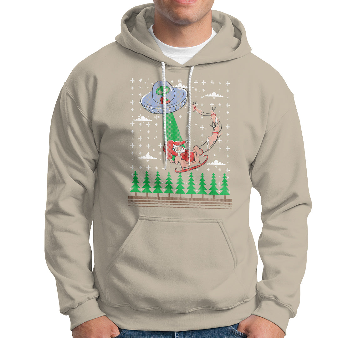 Christmas Hoodie Alien Invasion Space UFO Catch Santa - Wonder Print Shop
