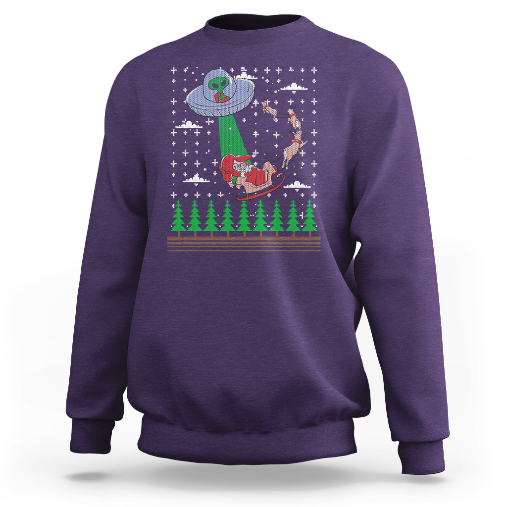 Christmas Sweatshirt Alien Invasion Space UFO Catch Santa - Wonder Print Shop