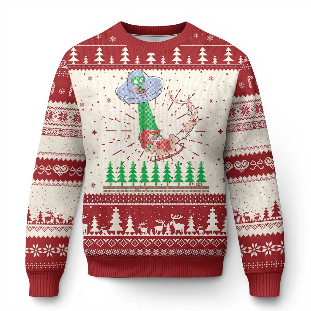 Xmas Alien Invasion Space UFO Catch Santa Ugly Christmas Sweater - Wonder Print Shop