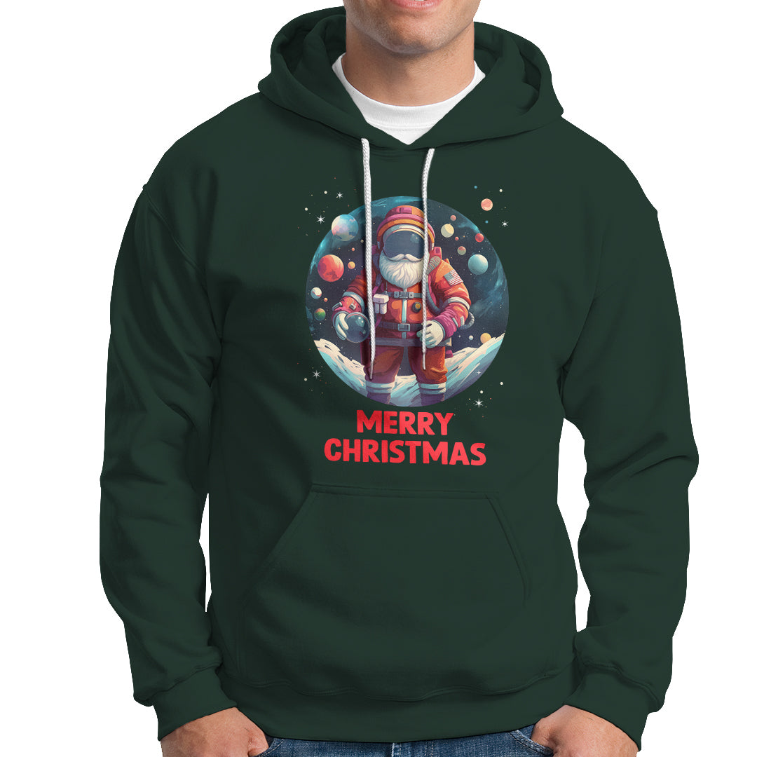 Christmas Hoodie Santa Astronaut Xmas Space Colorful Planet - Wonder Print Shop