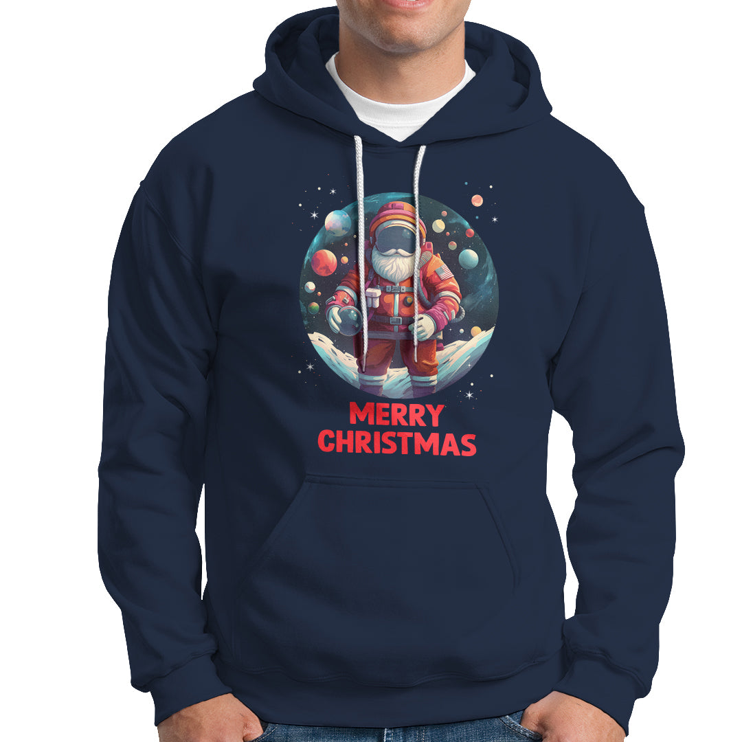 Christmas Hoodie Santa Astronaut Xmas Space Colorful Planet - Wonder Print Shop