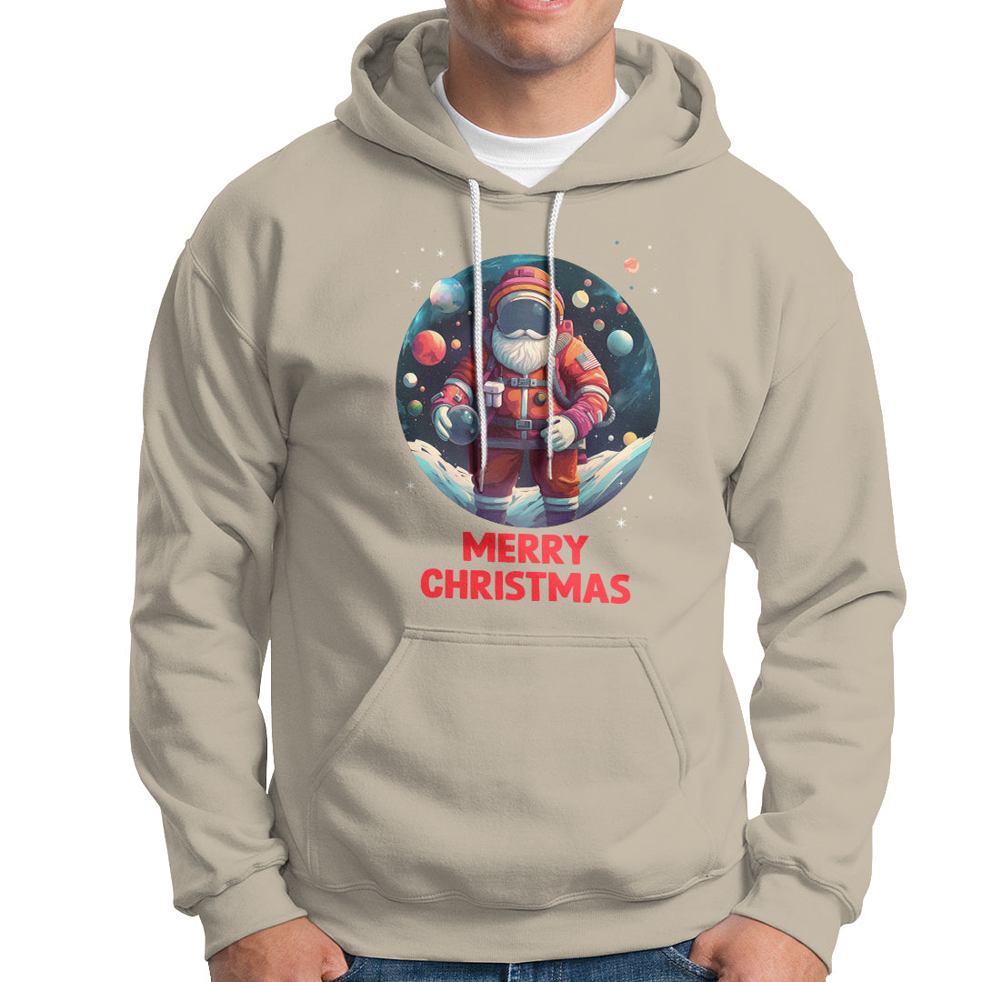 Christmas Hoodie Santa Astronaut Xmas Space Colorful Planet - Wonder Print Shop