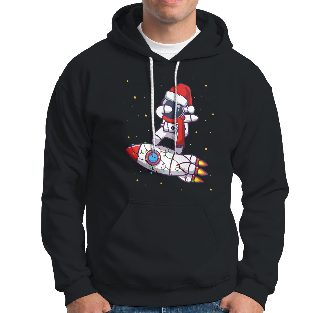 Christmas Hoodie Santa Astronaut Dabbing Space Rocket Xmas Light - Wonder Print Shop