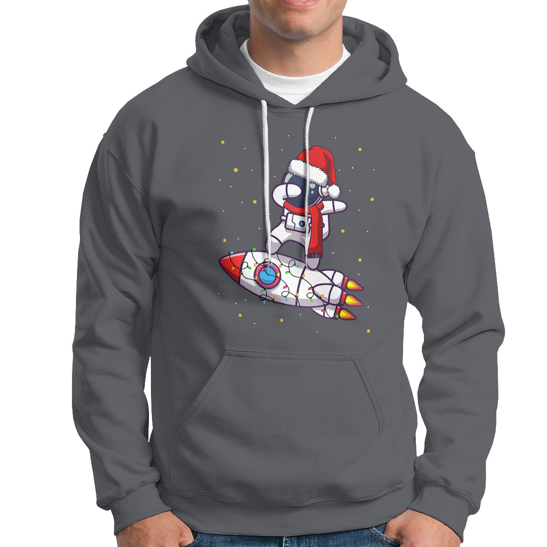 Christmas Hoodie Santa Astronaut Dabbing Space Rocket Xmas Light - Wonder Print Shop