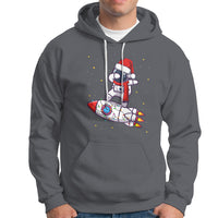 Christmas Hoodie Santa Astronaut Dabbing Space Rocket Xmas Light - Wonder Print Shop