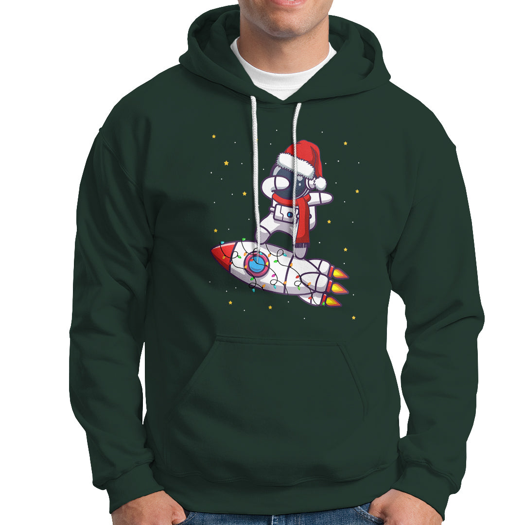 Christmas Hoodie Santa Astronaut Dabbing Space Rocket Xmas Light - Wonder Print Shop