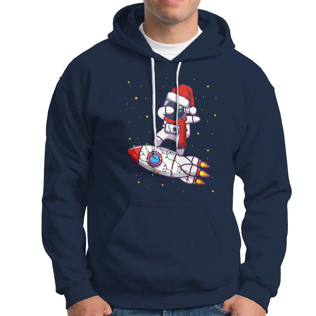 Christmas Hoodie Santa Astronaut Dabbing Space Rocket Xmas Light - Wonder Print Shop