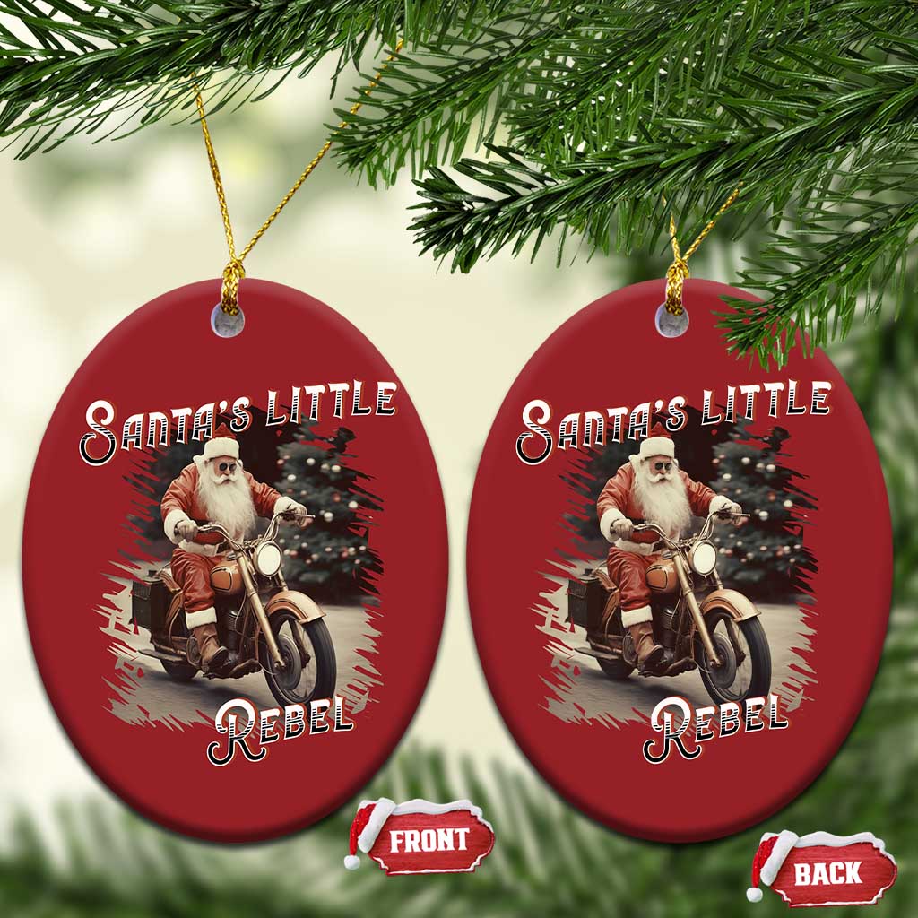 Vintage Xmas Santa Riding Motorcycle Christmas Ornament Santa's Little Rebel Rider Vintage - Wonder Print Shop