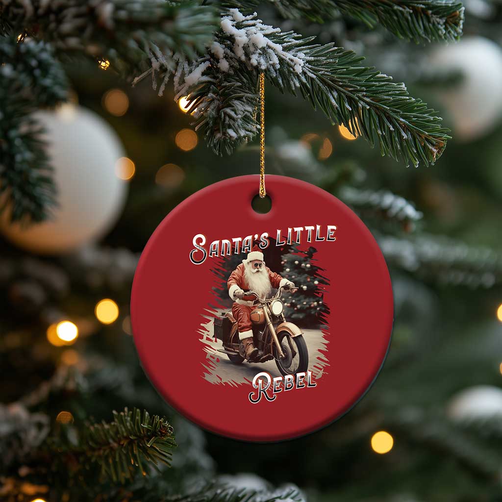 Vintage Xmas Santa Riding Motorcycle Christmas Ornament Santa's Little Rebel Rider Vintage - Wonder Print Shop