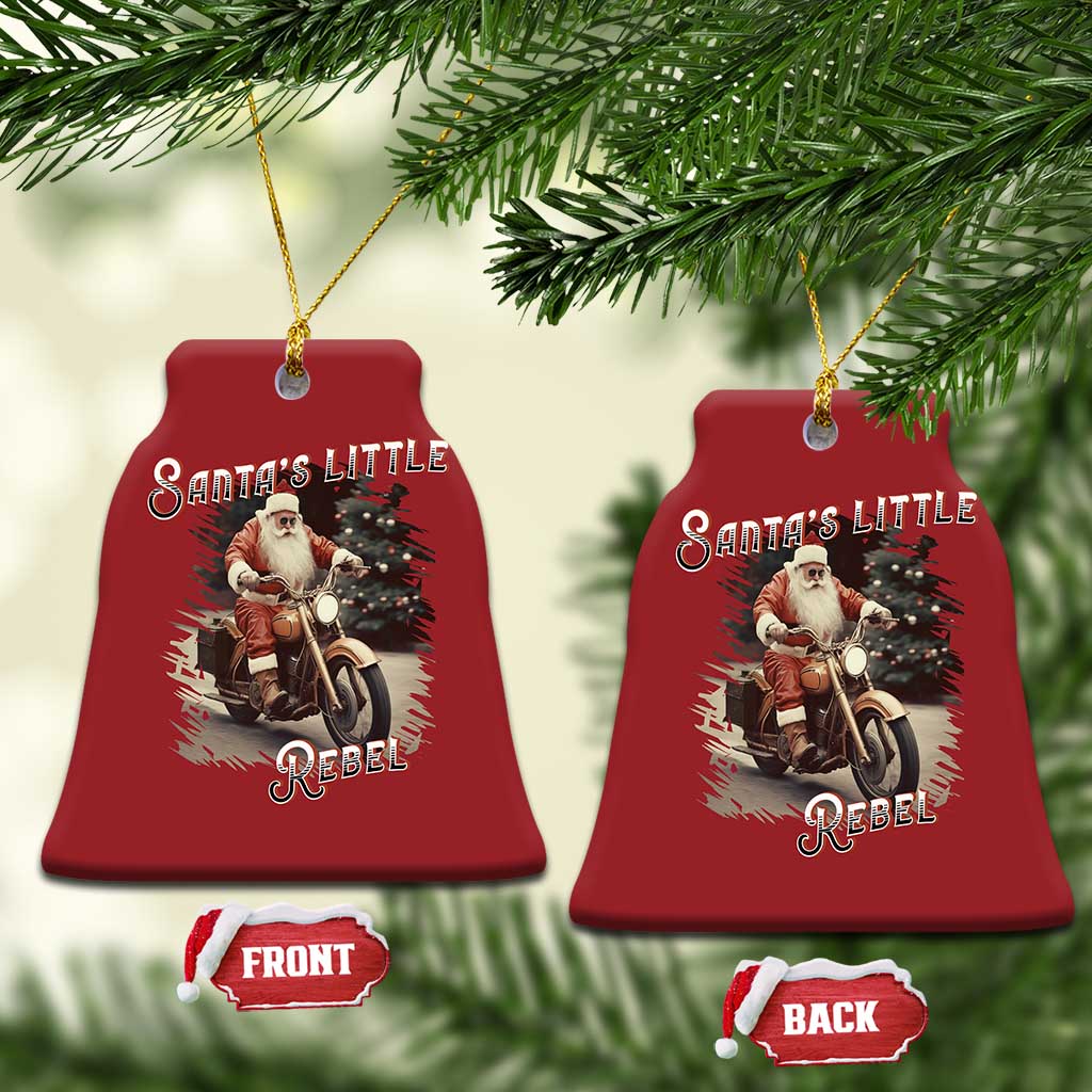 Vintage Xmas Santa Riding Motorcycle Christmas Ornament Santa's Little Rebel Rider Vintage - Wonder Print Shop