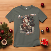 Christmas T Shirt Santa's Little Rebel Rinding Motorcycle Vintage Xmas - Wonder Print Shop