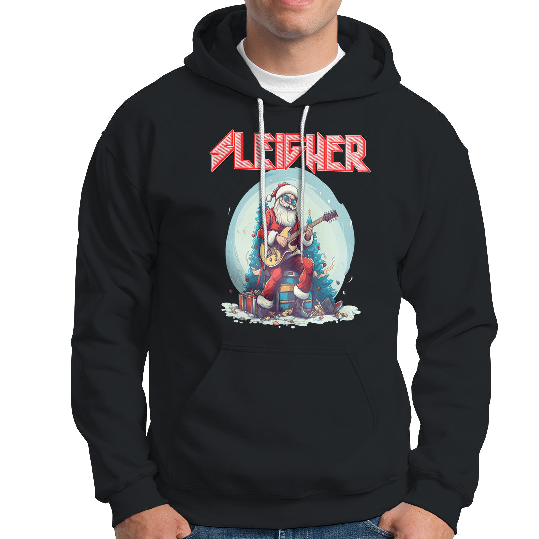 Sleigher Hail Santa Heavy Metal Christmas Rock Hoodie - Wonder Print Shop