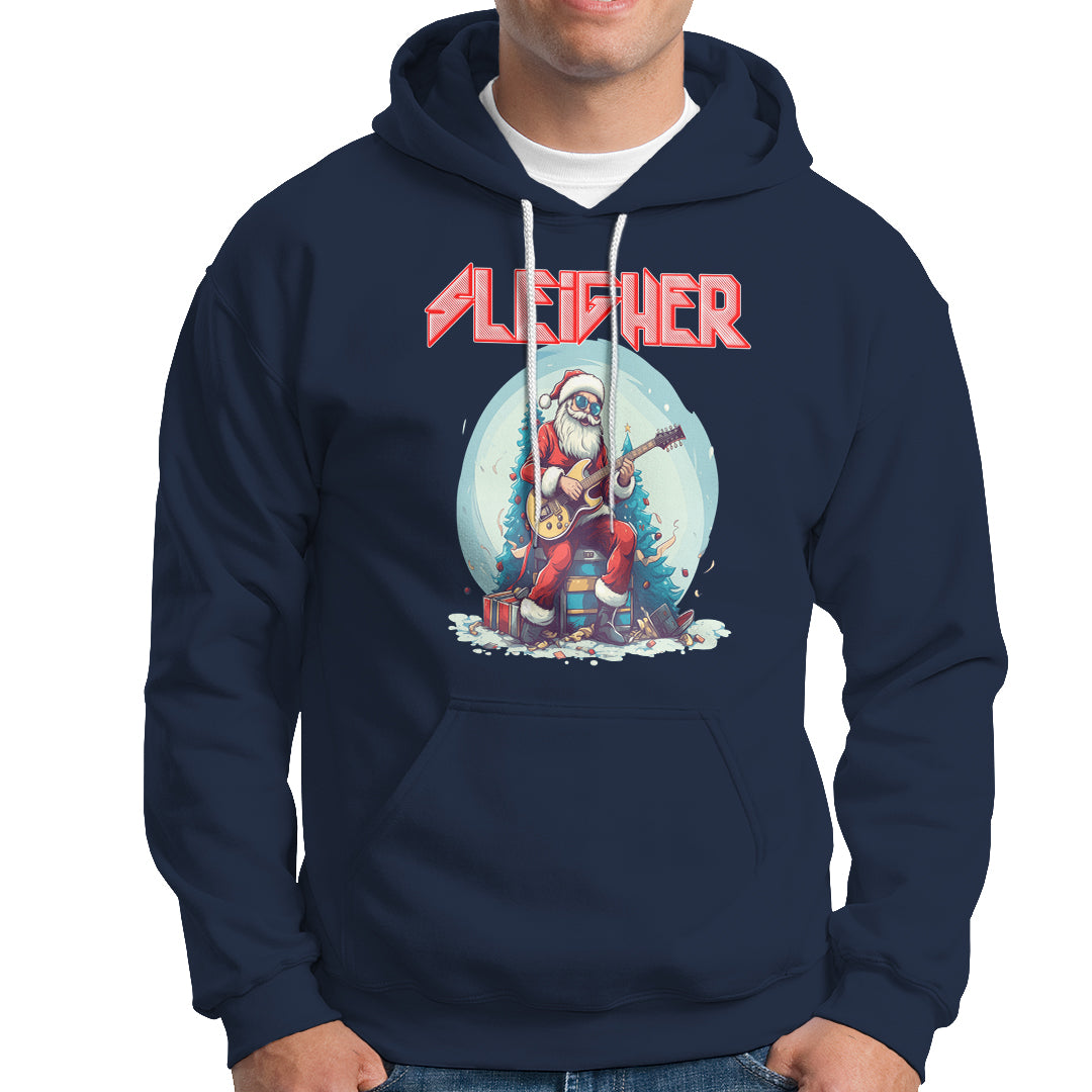 Sleigher Hail Santa Heavy Metal Christmas Rock Hoodie - Wonder Print Shop
