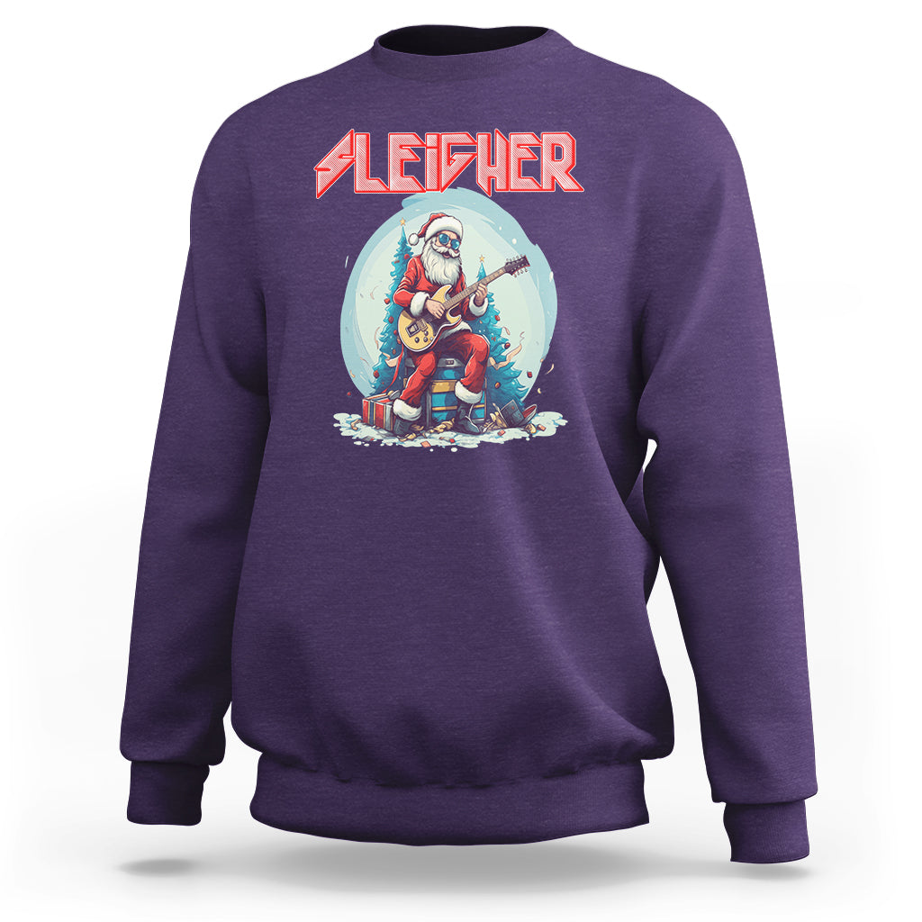 Sleigher Hail Santa Heavy Metal Christmas Rock Sweatshirt - Wonder Print Shop