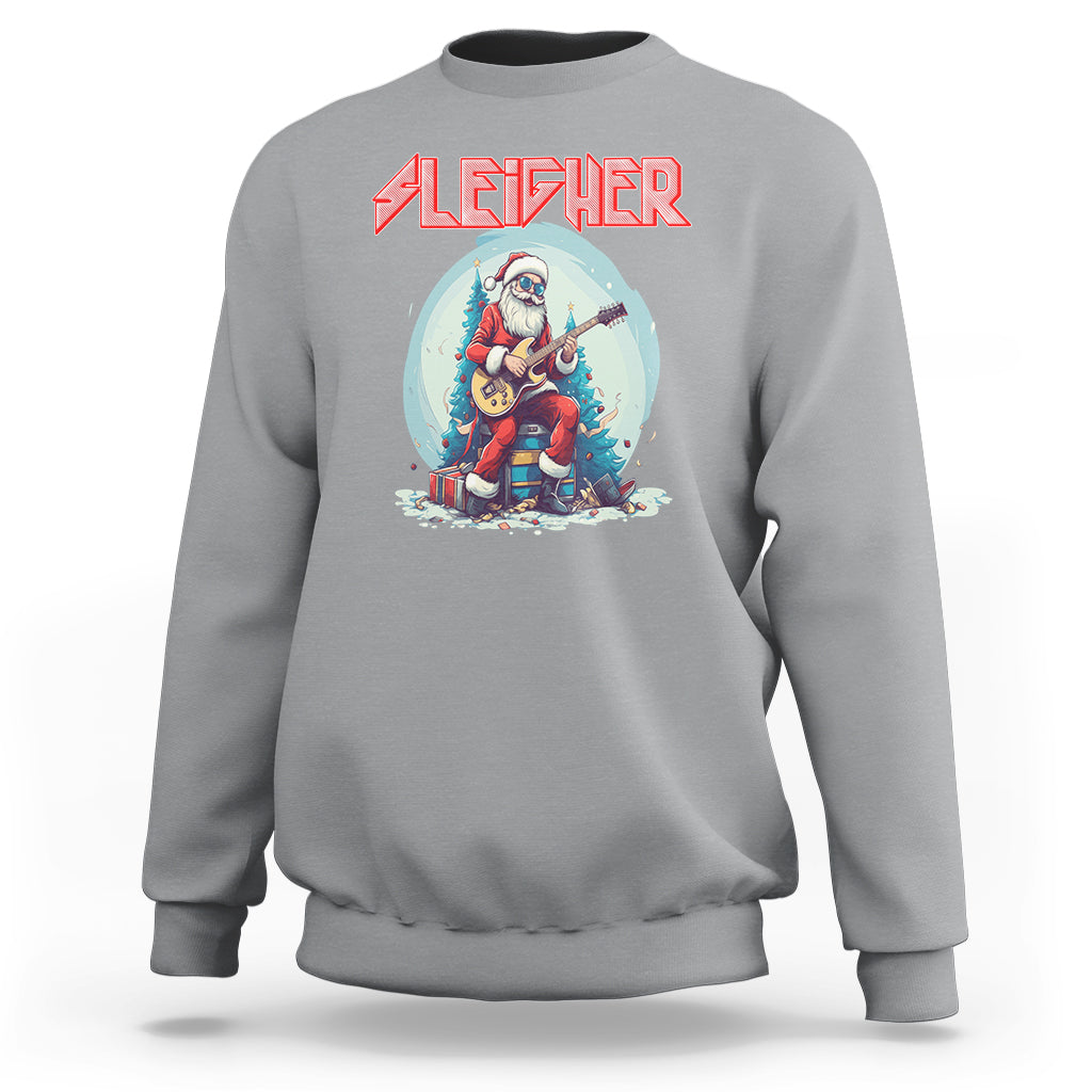 Sleigher Hail Santa Heavy Metal Christmas Rock Sweatshirt - Wonder Print Shop