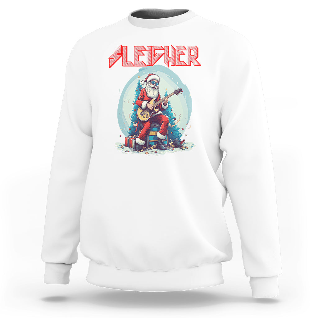 Sleigher Hail Santa Heavy Metal Christmas Rock Sweatshirt - Wonder Print Shop
