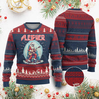 Xmas Heavy Metal Ugly Christmas Sweater Sleigher Hail Santa Playing Guitar - Wonder Print Shop