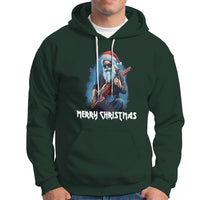 Christmas Hoodie Sleigher Hail Santa Rock Electric Guitar Cool Xmas - Wonder Print Shop