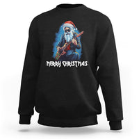 Christmas Sweatshirt Sleigher Hail Santa Rock Electric Guitar Cool Xmas - Wonder Print Shop