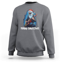 Christmas Sweatshirt Sleigher Hail Santa Rock Electric Guitar Cool Xmas - Wonder Print Shop