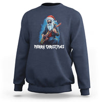 Christmas Sweatshirt Sleigher Hail Santa Rock Electric Guitar Cool Xmas - Wonder Print Shop