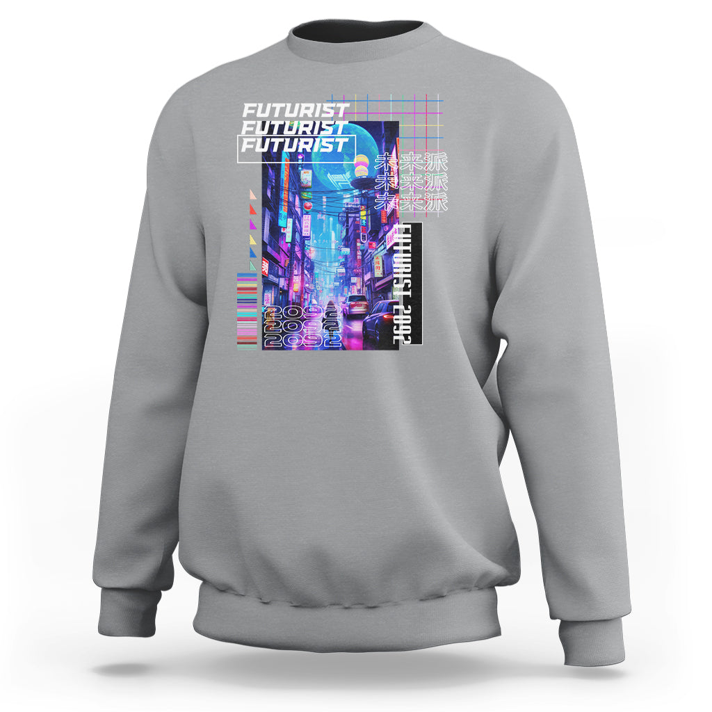 Japanese Cyberpunk Sweatshirt Tokyo Street Of Japan Night Futurist Aesthetic - Wonder Print Shop