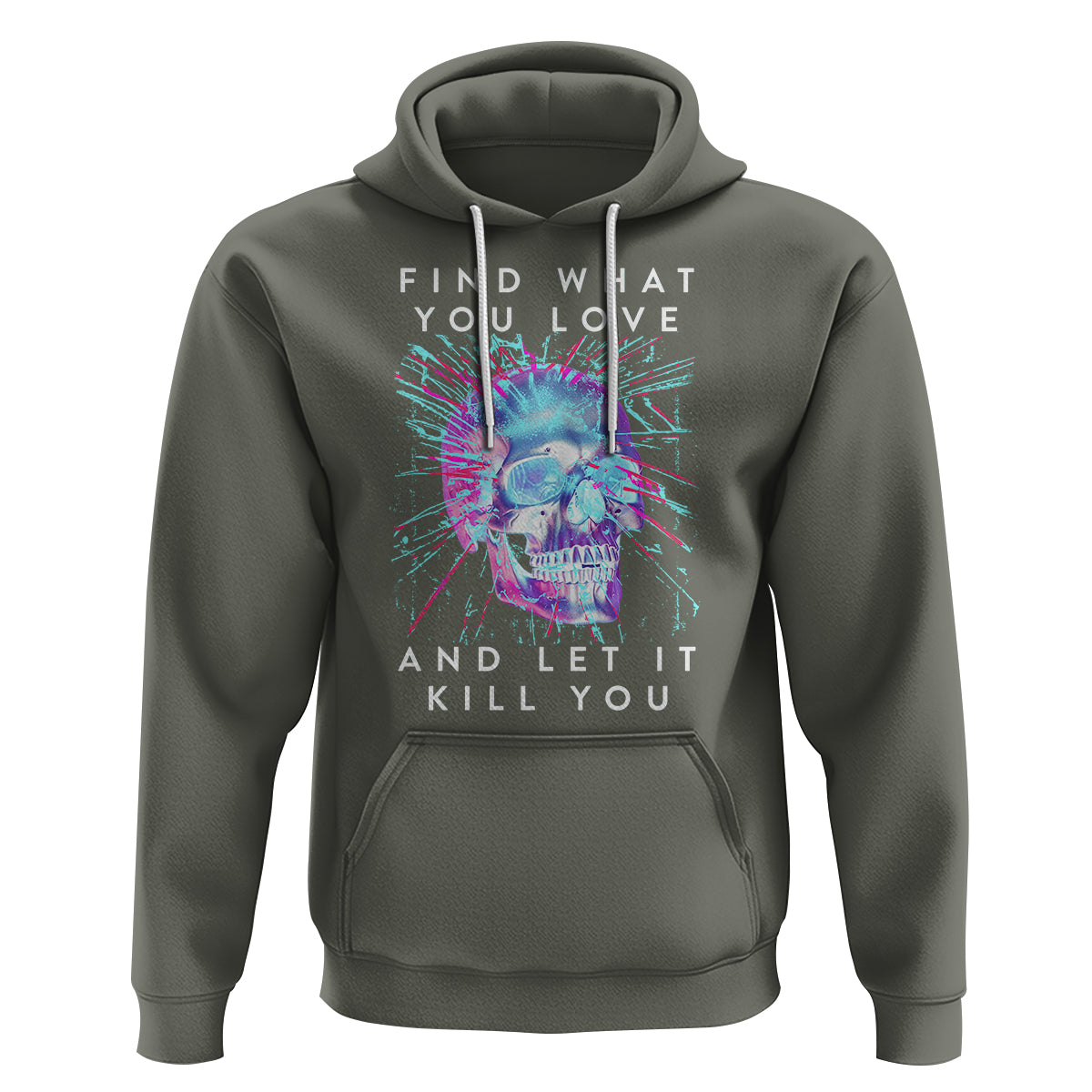 Find What You Love And Let It Kill You Skull Glitch Art Hoodie - Wonder Print Shop