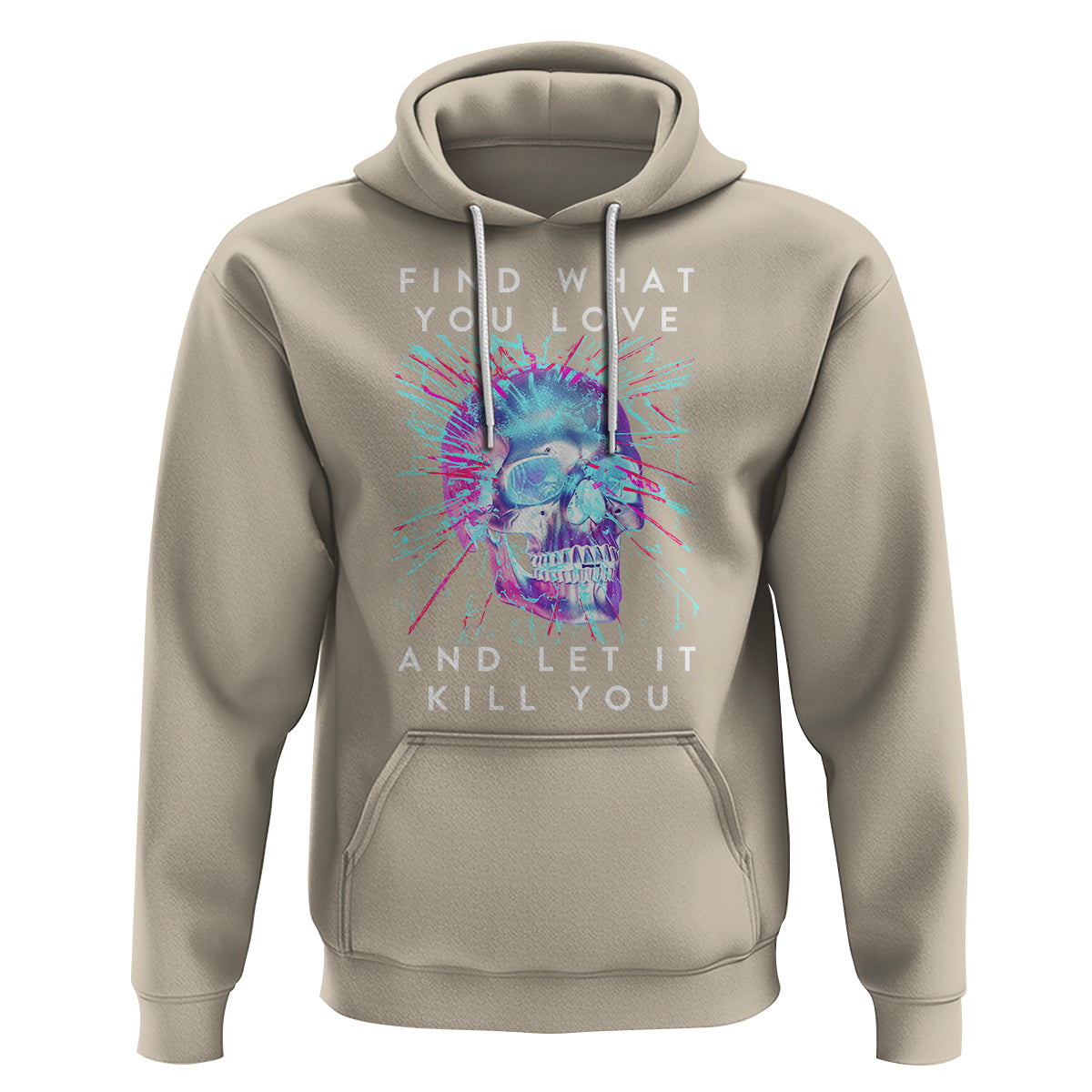Find What You Love And Let It Kill You Skull Glitch Art Hoodie - Wonder Print Shop
