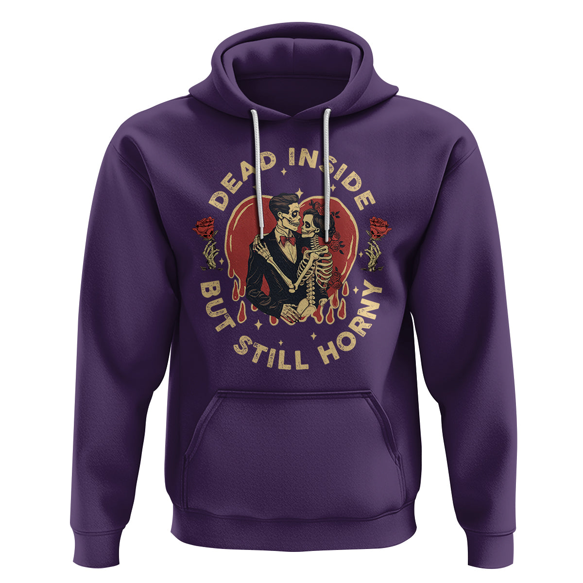 Dead Inside But Still Horny Vintage Skeleton Couple Valentine's Day Hoodie - Wonder Print Shop