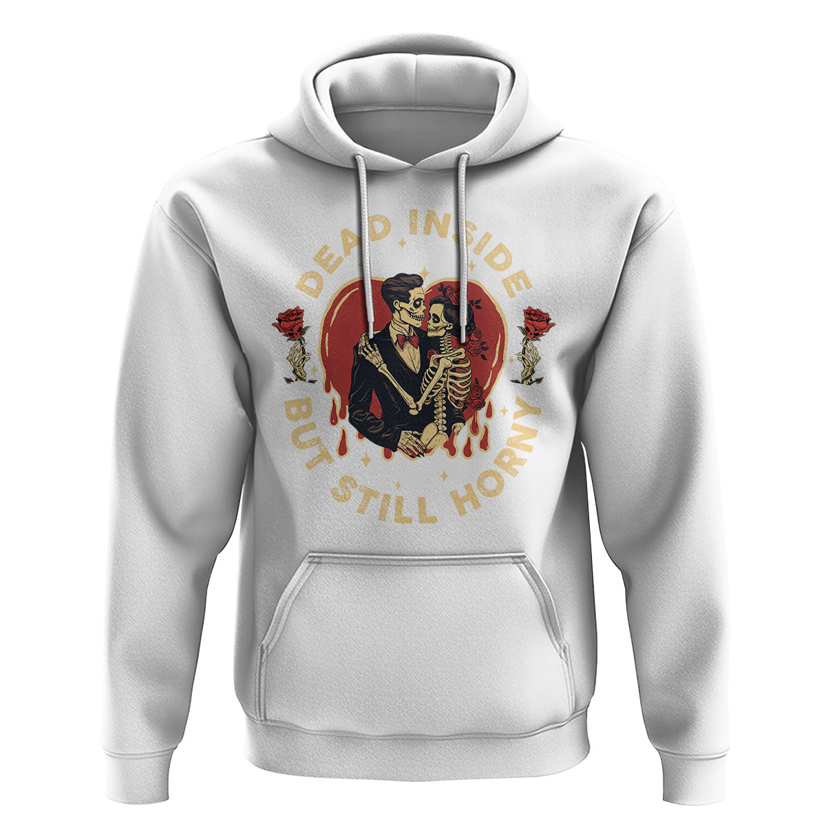 Dead Inside But Still Horny Vintage Skeleton Couple Valentine's Day Hoodie - Wonder Print Shop