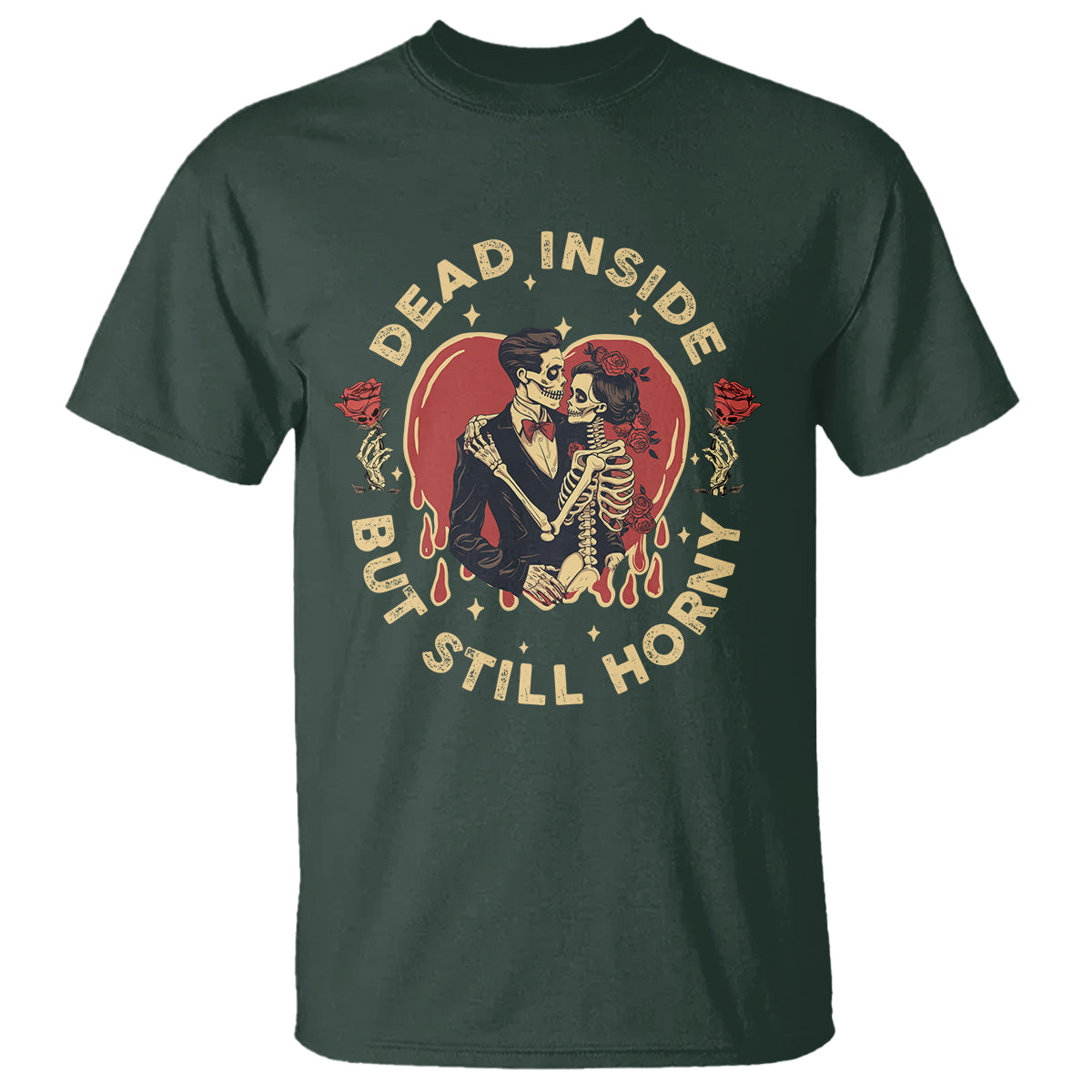 Dead Inside But Still Horny Vintage Skeleton Couple Valentine's Day T Shirt - Wonder Print Shop