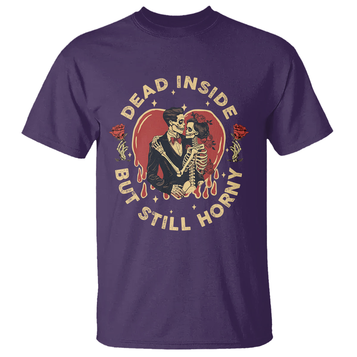 Dead Inside But Still Horny Vintage Skeleton Couple Valentine's Day T Shirt - Wonder Print Shop