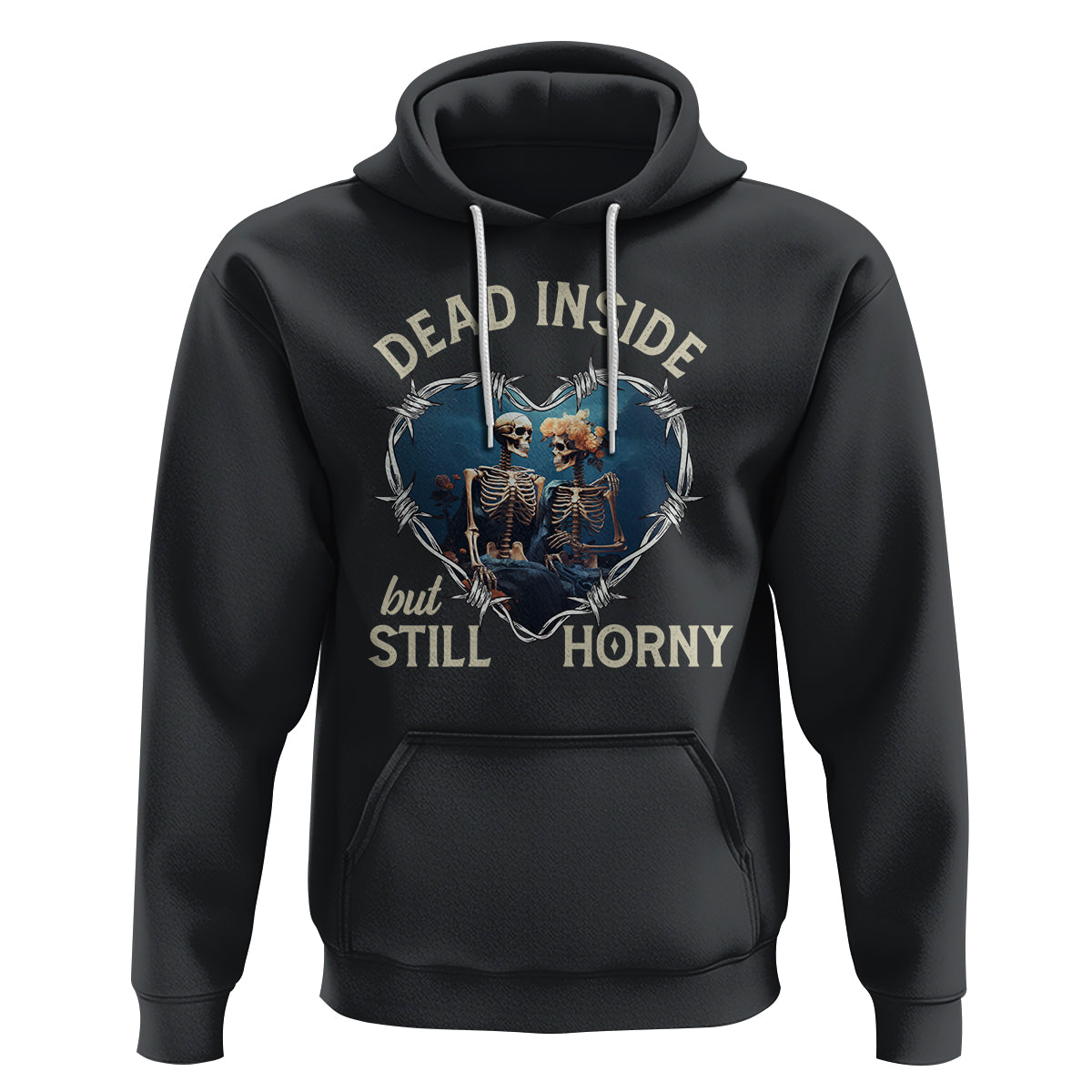 Dead Inside But Still Horny Skeleton Couple Valentine's Day Hoodie - Wonder Print Shop