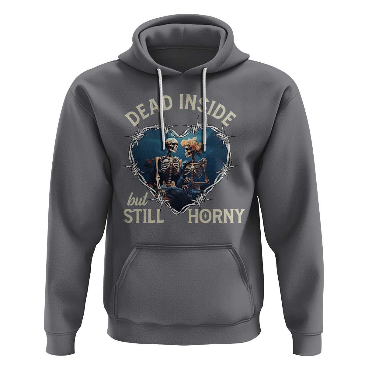 Dead Inside But Still Horny Skeleton Couple Valentine's Day Hoodie - Wonder Print Shop