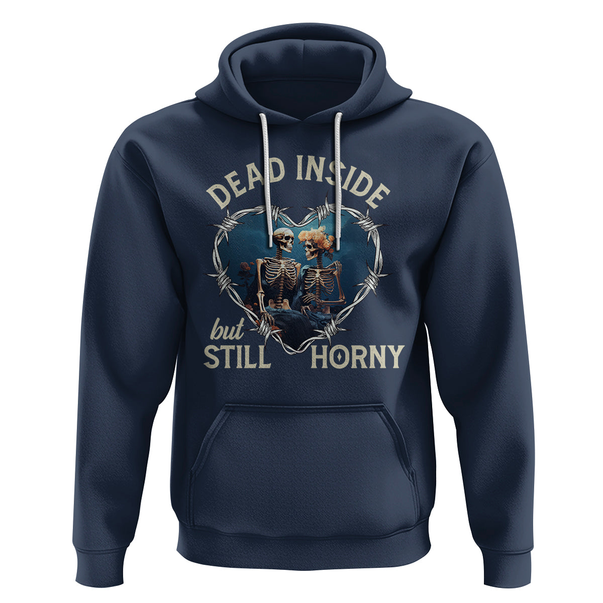 Dead Inside But Still Horny Skeleton Couple Valentine's Day Hoodie - Wonder Print Shop