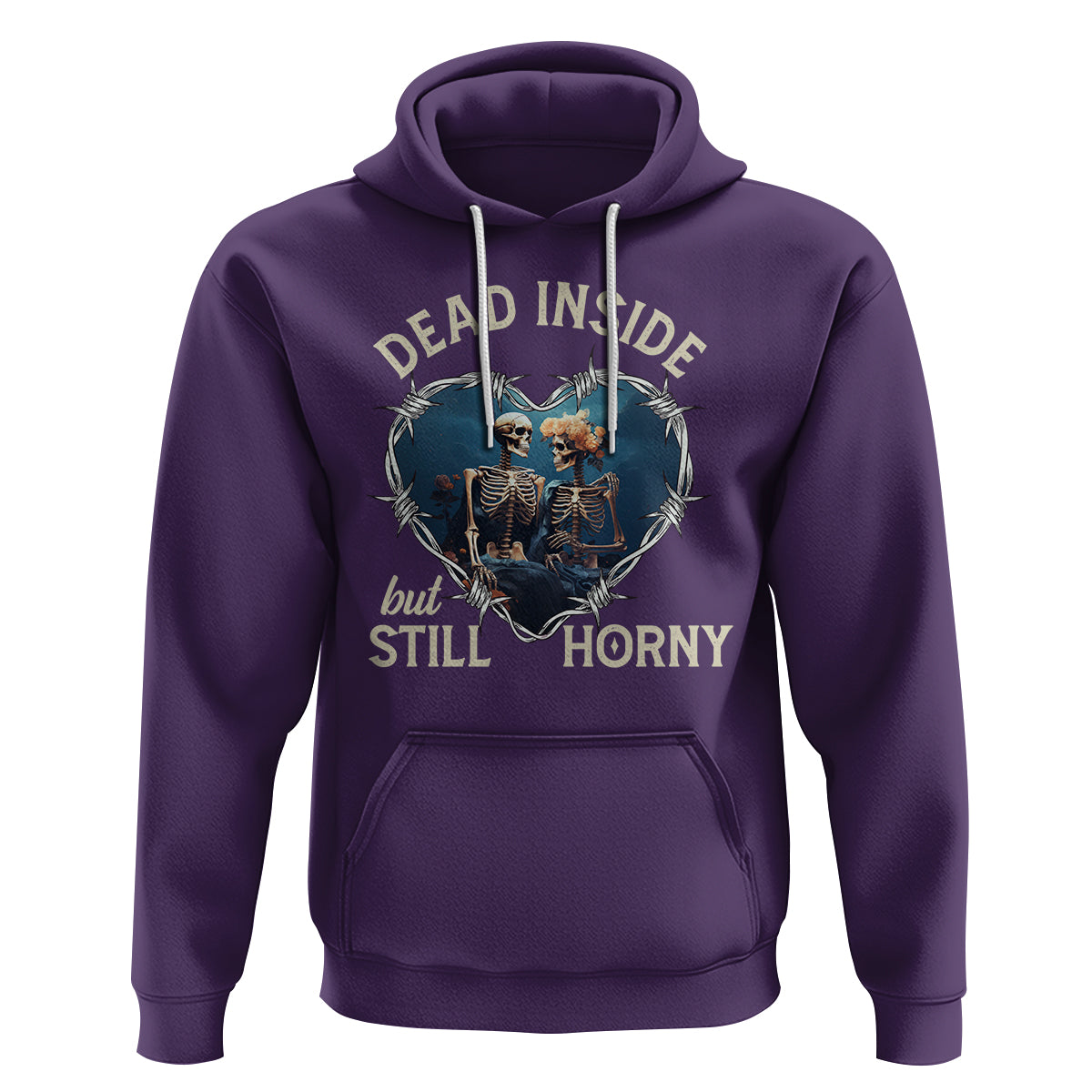 Dead Inside But Still Horny Skeleton Couple Valentine's Day Hoodie - Wonder Print Shop